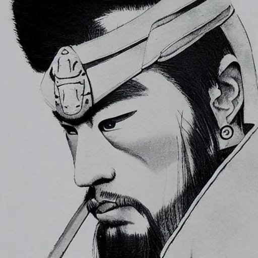 Prompt: realistic samurai in a old art japonese