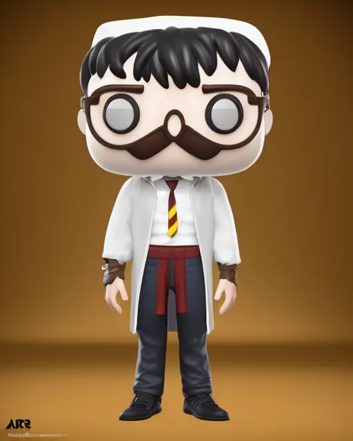 Image similar to full body 3d render of Harry Potter as a funko pop, studio lighting, white background, blender, trending on artstation, 8k, highly detailed