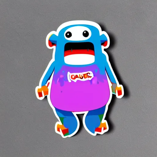 Image similar to cute monster skateboarding, sticker art, cronobreaker, beeple