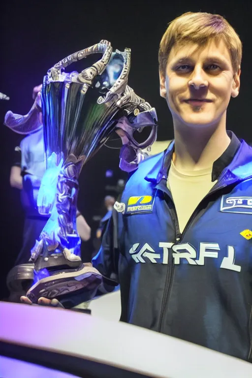 Image similar to serral wins the biggest starcraft tournament in the shadow dimension