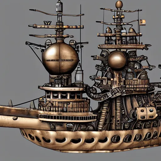 Image similar to steampunk battleship