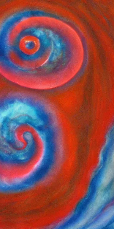 Image similar to cosmic folding in spacetime by marina apollonio, spooky autumnal colours, expressionist, minimal, spiral form