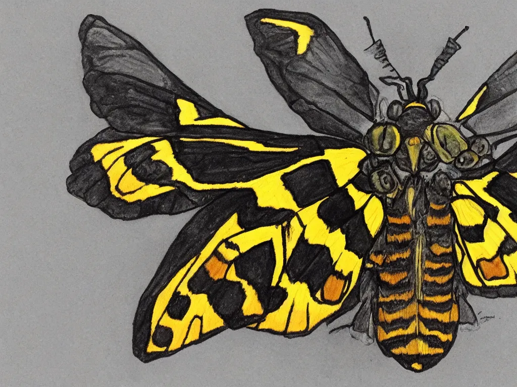 Image similar to a Death's-head hawkmoth drawn in the cartoon style of Dr. Seuss