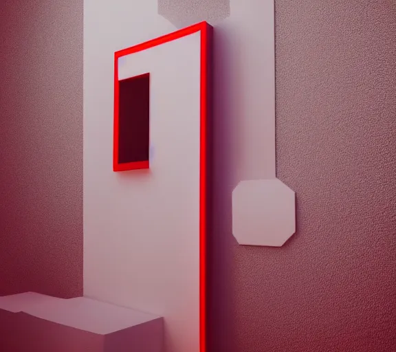 Image similar to surreal minimal white wall with red flirt, art, futuristic, soft light, studio photoshoot, octane render, unreal engine, pale colors, high detail, wide angle, trending on artstation, behance