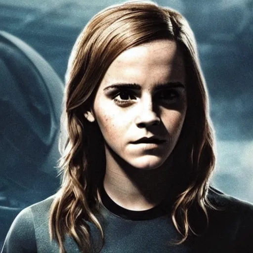 Prompt: emma watson starring in the new alien movie, 8 0 s movie, cinematic, movie poster, dark, moody