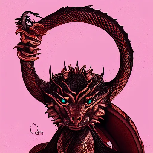 Prompt: Portrait of the Dragon Ouroboros in the style of Disney, angry look, toon aesthetic, stylized, Trending on artstation , HD quality, dramatic light, octane