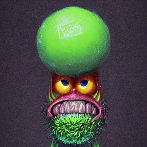 Image similar to a portrait of a tennis ball monsters, digital art, fantasy, magic, chalk, trending on artstation, ultra detailed, professional illustration by basil gogos