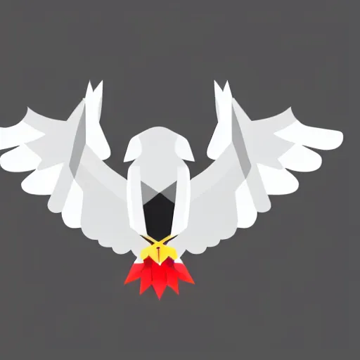 Image similar to geometric white eagle, flying above an open black book, icon, red background, vector, simple logo, cgsociety, artstation