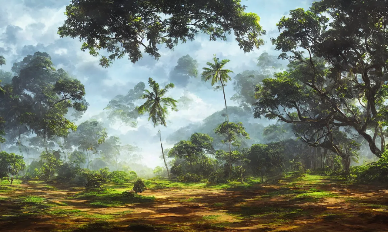 Image similar to a beautiful sri lankan landscape, concept art, intricate detail, volumetric shadows and lighting, realistic oil painting,