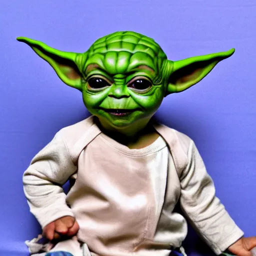 Image similar to Baby Yoda with joker facepaint on 4k Quality