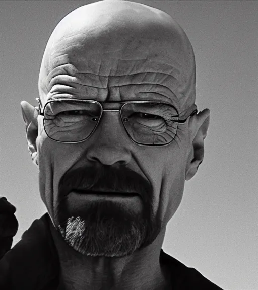 Image similar to walter white beatboxing in the desert, realistic, movie still, close up, dynamic