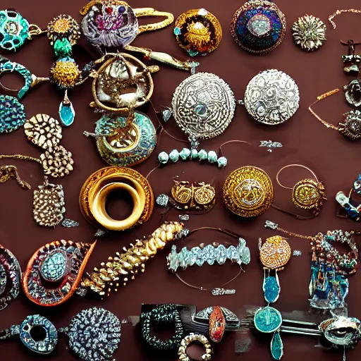 Prompt: A bowl full of jewellery.