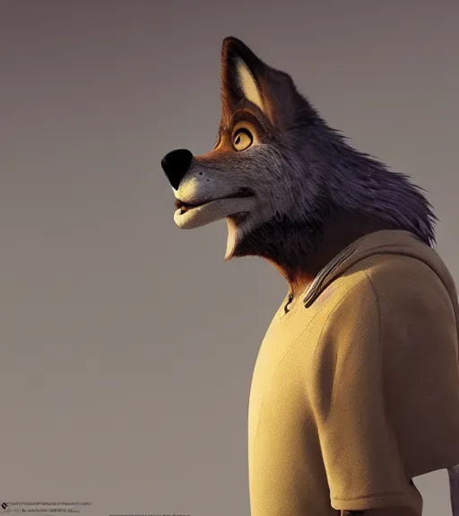 Image similar to a film still from zootopia main character portrait anthro anthropomorphic wolf guard head animal person fursona pixar disney animation sharp rendered in unreal engine 5 anime key art by greg rutkowski bloom dramatic lighting modeling beginner render