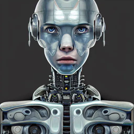 Image similar to a detailed portrait of a robot by christoper balaska, digital art, illustration