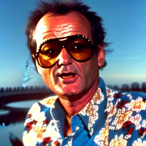 Image similar to bill murray in fear and loathing in las vegas, movie still, promotional shot