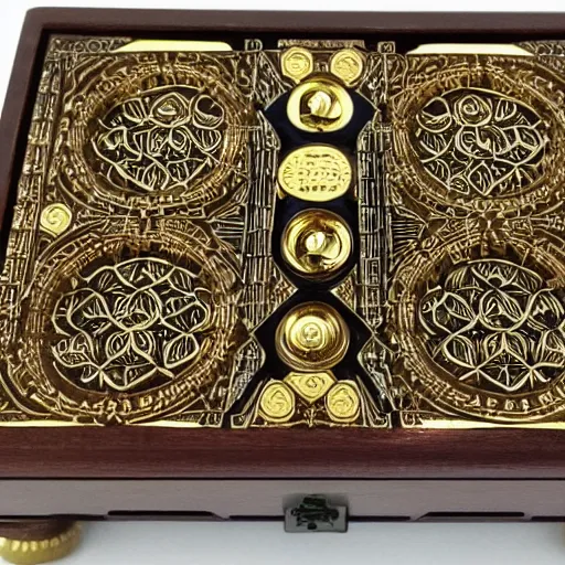 Prompt: the sega saturn bible ornamental intricate gilded with controllers