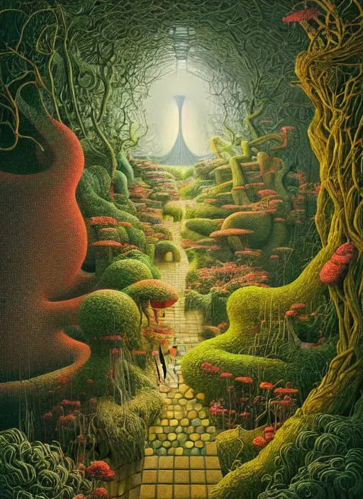 Image similar to hyper detailed 3d render like a Oil painting - the secret garden by Jacek Yerka, Mariusz Lewandowski, Houdini algorithmic generative render, Abstract brush strokes, Masterpiece, Edward Hopper and James Gilleard, Zdzislaw Beksinski, Mark Ryden, Wolfgang Lettl, hints of Yayoi Kasuma, octane render, 8k