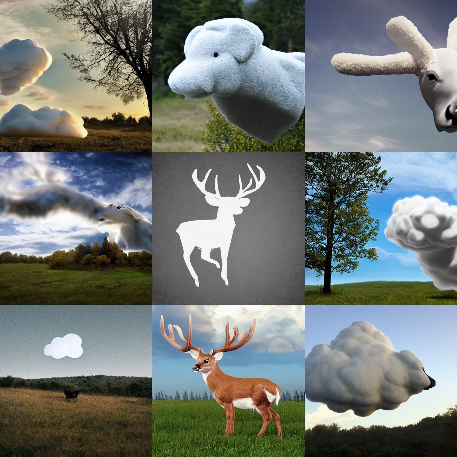 Prompt: a cloud in the shape of a deer, realistic