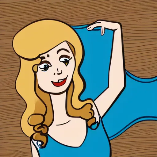 Prompt: flat shaded cartoon girl figure with curly blond hair, blue wide eyes.