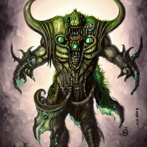 Prompt: A demon of Nurgle, highly detailed, digital art, sharp focus, trending on art station, anime art style