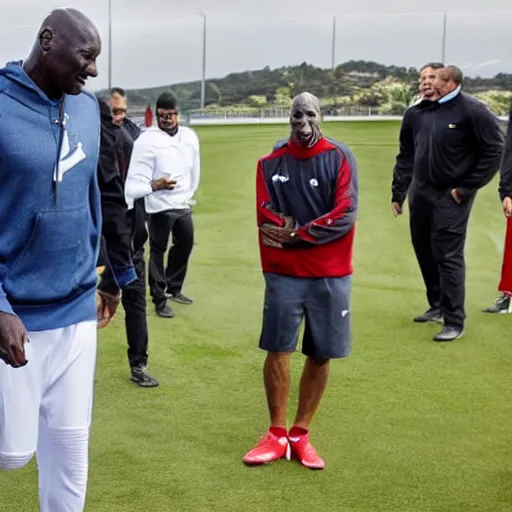 Image similar to michael jordan visiting the campos de sport del sardinero in santander