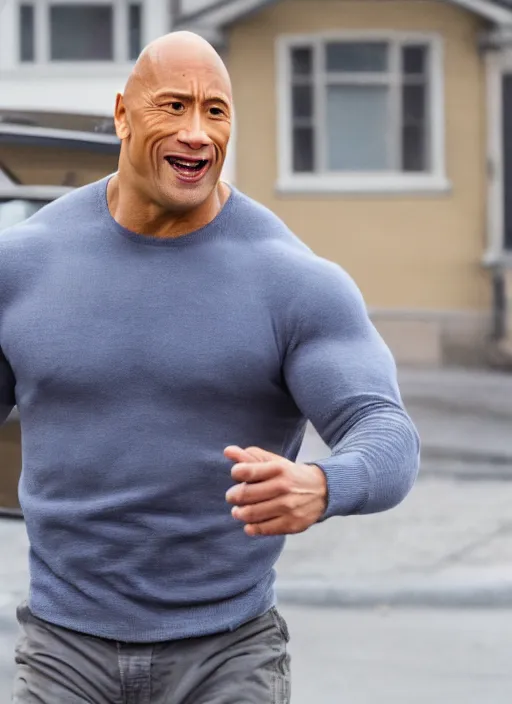 Image similar to dwayne the rock johnson stars in mrs doubtfire, movie frame still, leica sl 2 5 0 mm, vivid color, high quality, high textured, real life