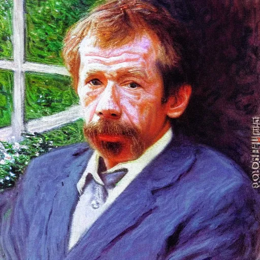 Image similar to portrait of vaclav havel by claude monet