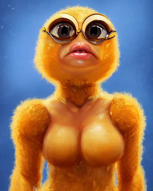 Image similar to beautiful pepe as honey, made of honey, wearing honey - themed miniskirt, award winning creature portrait photography, extremely detailed, artstation, 8 k, sensual lighting, incredible art, wlop, artgerm, backlit, rim lighting, hi - fructose