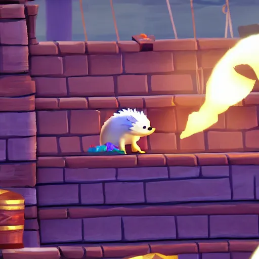 Image similar to hedgehog on a ship in seqa of thieves, screenshot, epic