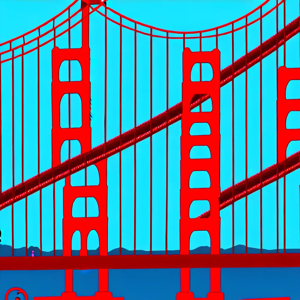 Image similar to octopus attacking golden gate bridge, vector art, 8k, trending on artstation