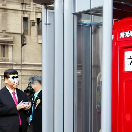 Image similar to xi jinping using phone booth