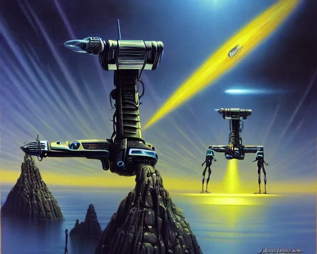 Image similar to The tripods, sci-fi cinematic scene by Jim Burns