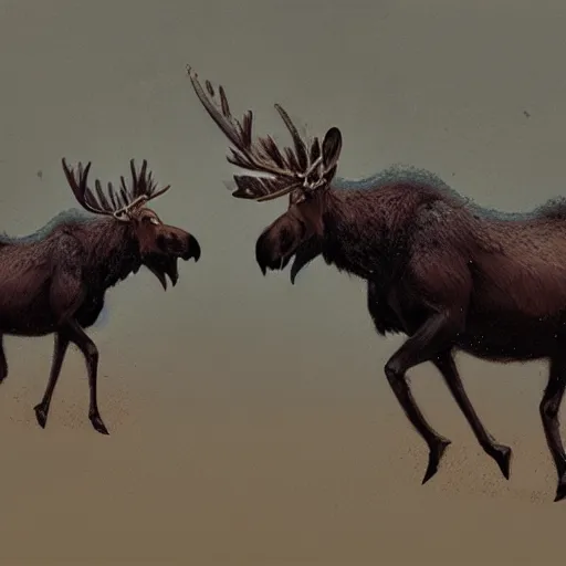 Image similar to moose walking on two legs by greg rutkowski