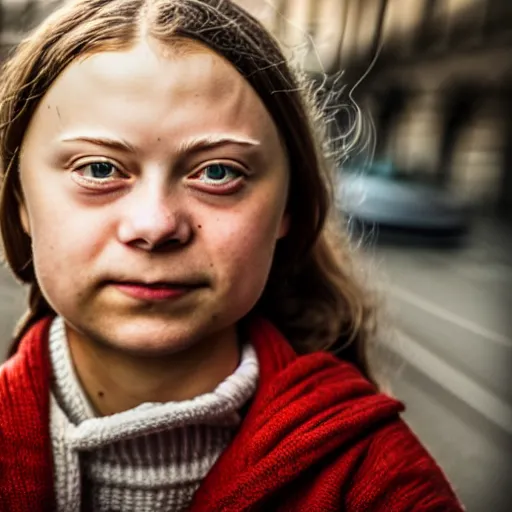 Image similar to closeup portrait of greta thunberg, depth of field, zeiss lens, detailed, symmetrical, centered, fashion photoshoot, by Annie Leibovitz and Steve McCurry, David Lazar, Jimmy Nelsson, Breathtaking, 8k resolution, extremely detailed, beautiful, establishing shot, artistic, hyperrealistic, beautiful face, octane render