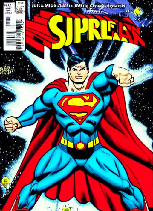 Prompt: 1 9 9 8 issue of jla cover depicting superman by ed mcguinness, masterpiece ink illustration,