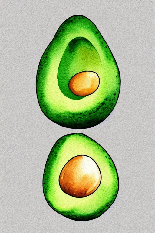 Prompt: minimalist watercolor art of an avocado, illustration, vector art