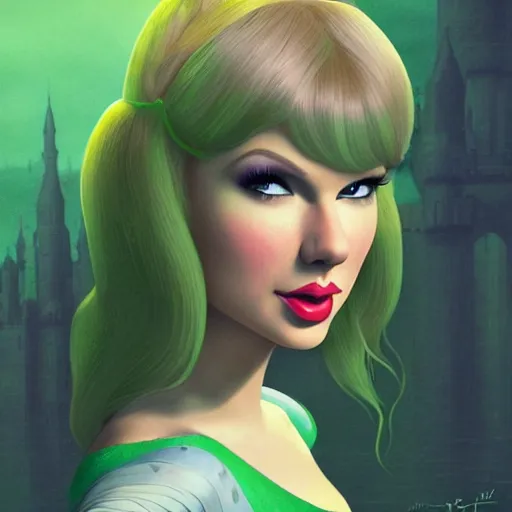 Prompt: portrait of Taylor Swift as Princess Fiona in Shrek 2001. HD, 4K. intricate abstract. intricate artwork. by wlop, beeple, dan mumford. trending on artstation, greg rutkowski very coherent symmetrical artwork. cinematic, hyper realism, high detail, octane render, 8k