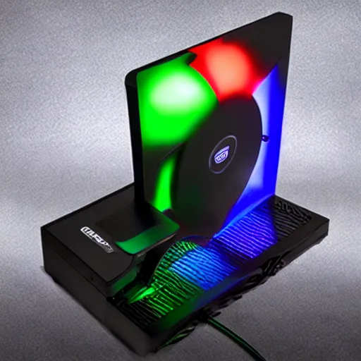 Prompt: photo of an rgb gaming guillotine