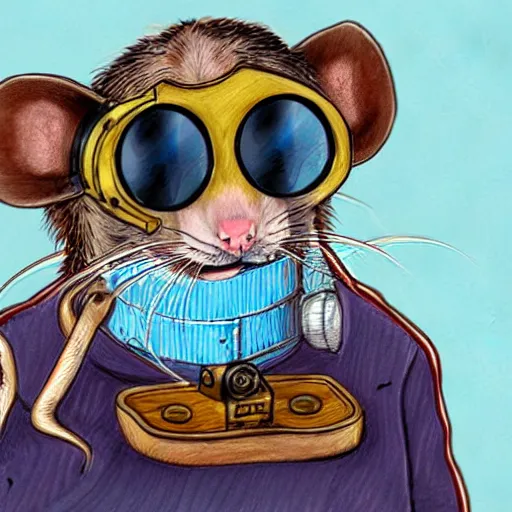 Image similar to a rat with steampunk googles, by Allie brosh