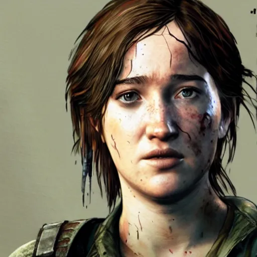 Image similar to ashley johnson as ellie in the last of us part 2, highly detailed concept art