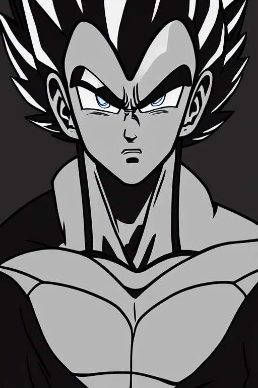 Image similar to prince vegeta, portait, grayscale photography, simple shading, very detailed, dynamic lighting, 4 k 🎨🖌