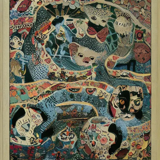 Image similar to a cat portrait by louis wain