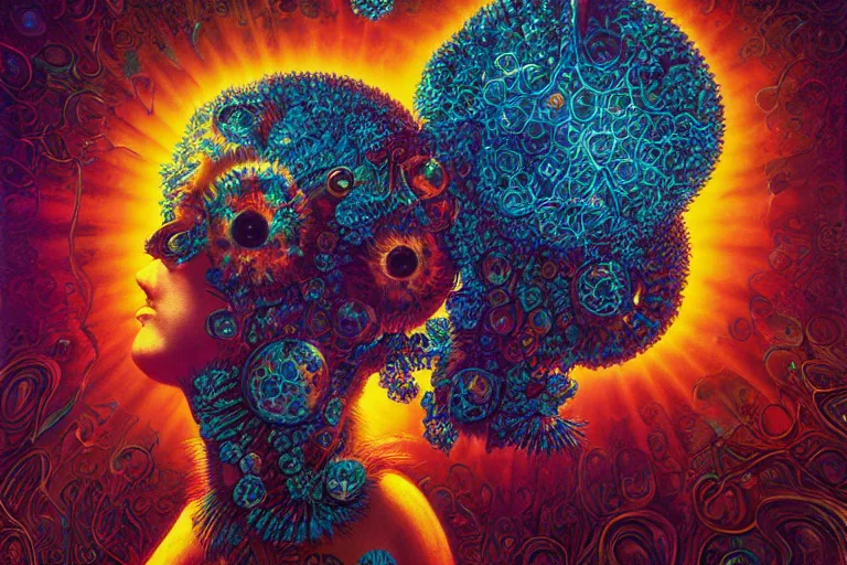 Image similar to raver by artgerm, steve argyle, ernst haeckel, david a. hardy, oyama kojima, phil koch, annie leibovitz, benoit mandelbrot, dan mumford, bruce pennington, mimmo rotella