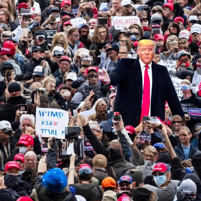 Image similar to a photo of donald trump in a protest, sharp high quality photo