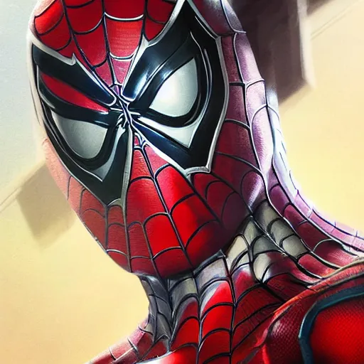 Image similar to unmasked spiderman , muscular, extremely detailed eyes, fantastic details full face, mouth, trending on artstation, pixiv, cgsociety, hyperdetailed Unreal Engine 4k 8k ultra HD, Stanley Artgerm Lau, WLOP, Rossdraws, James Jean Marc Simonetti Ruan Jia and Mandy Jurgens and Artgerm and William-Adolphe Bouguerea Sakimichan