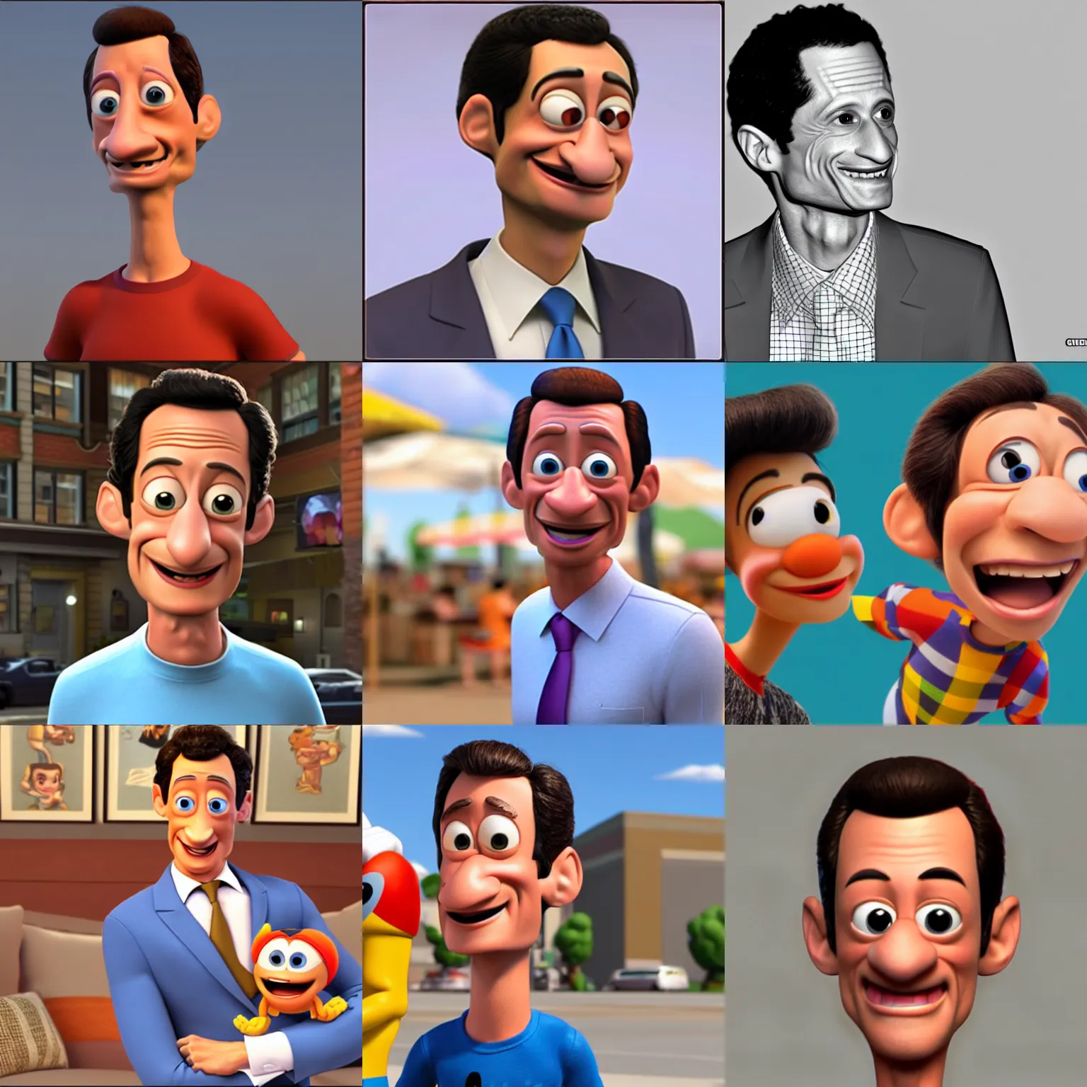 Prompt: anthony weiner as a 3 d rendered cartoon pixar dreamworks disney