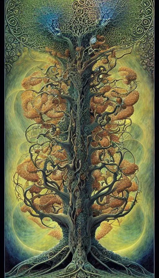 Image similar to tree of life by roger dean and andrew ferez, art forms of nature by ernst haeckel, divine chaos engine, symbolist, visionary, art nouveau, botanical fractal structures, organic, detailed, realistic, surreality