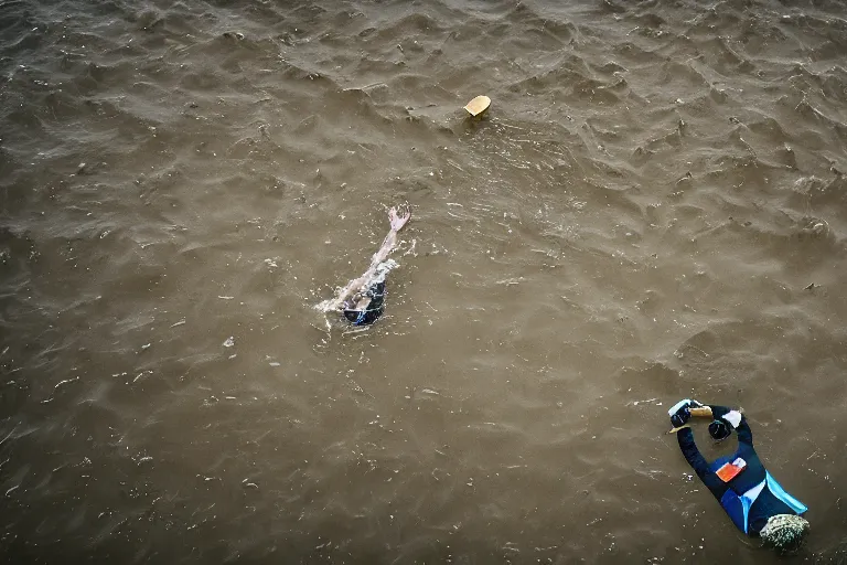 Image similar to overhead shot of a man snorkeling underwater in between submerged amsterdam buildings after the flood, photograph, natural light, sharp, detailed face, magazine, press, photo, Steve McCurry, David Lazar, Canon, Nikon, focus