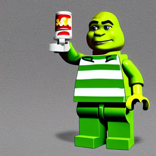 Image similar to shrek as a lego minifigure