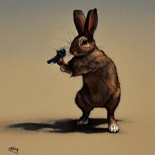 Image similar to rabbit gangster by James Gurney.